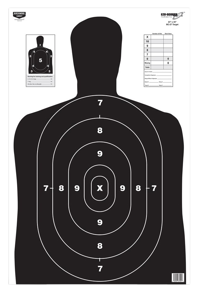 Birchwood Casey 37021 EZE-Scorer BC-27 Silhouette Paper Target 23" x 35" 100-Pack