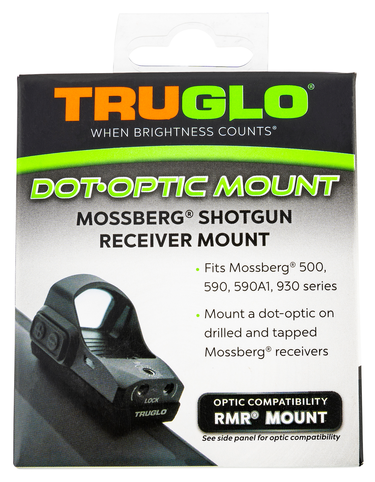 TruGlo Shotgun Receiver Mount Black Mossberg 500/590/590A1/930 Trijicon RMR Footprint