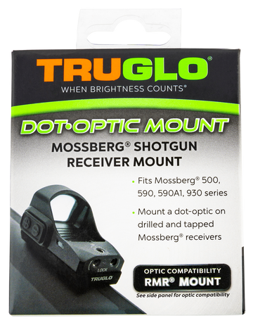 TruGlo Shotgun Receiver Mount Black Mossberg 500/590/590A1/930 Trijicon RMR Footprint