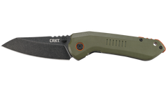 Columbia River CRKT Overland 3" Folding Sheepsfoot Plain Stonewashed 8Cr13MoV OD Green G10
