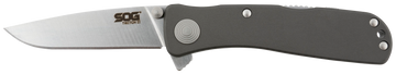 S.O.G Twitch II 2.65" Folding Drop Point Plain Satin AUS-8 Blade Gray Anodized Aluminum Handle