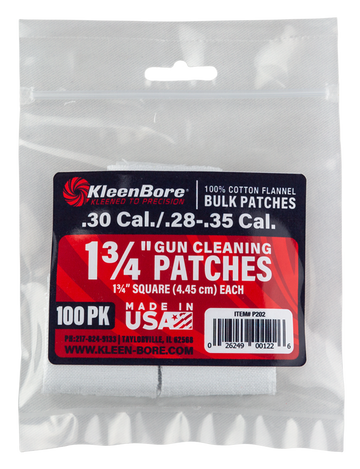 Kleen-Bore P202 Super Shooter Cleaning Patches .30/.28-.35 Cal 1.75" Cotton Flannel 75-Pk