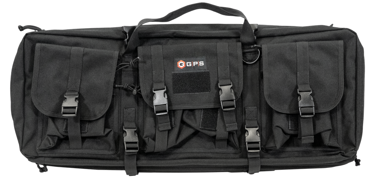 G*Outdoors DRC28 Double Rifle Case 28" Black 600D Polyester w/ 2 Pistol Sleeves & MOLLE Webbing