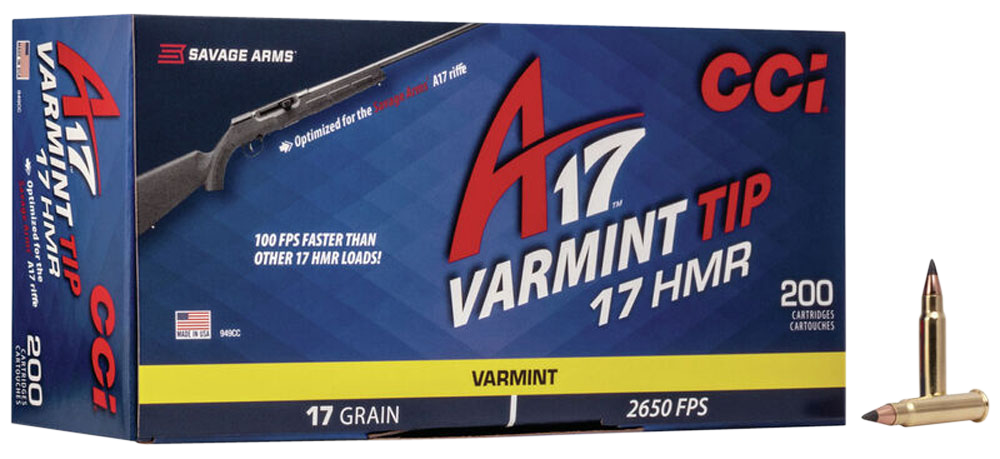 CCI A17 Varmint Tip 17 HMR 17gr Varmint Tipped 200 Rds - Box or Case