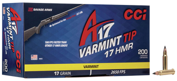 CCI A17 Varmint Tip 17 HMR 17gr Varmint Tipped 200 Rds - Box or Case