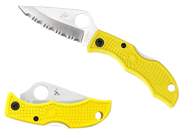 Spyderco Ladybug 3 Salt 1.94" Plain Edge Stonewashed H2 Steel Yellow FRN Folding Knife