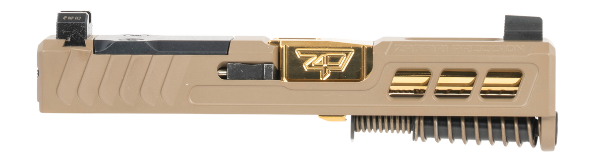 Zaffiri Precision ZPS.3 Slide for Glock 43/43X RMSc Optic Cut FDE Cerakote w/ Gold TiN Ported Barrel - Blank Slide