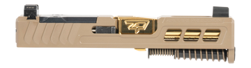 Zaffiri Precision ZPS.3 Slide for Glock 43/43X RMSc Optic Cut FDE Cerakote w/ Gold TiN Ported Barrel - Blank Slide