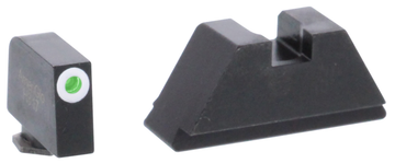 AmeriGlo GL411 Optic Compatible Sight Set for Glock - XL Tall Green Tritium White Outline Front / Flat Black Rear
