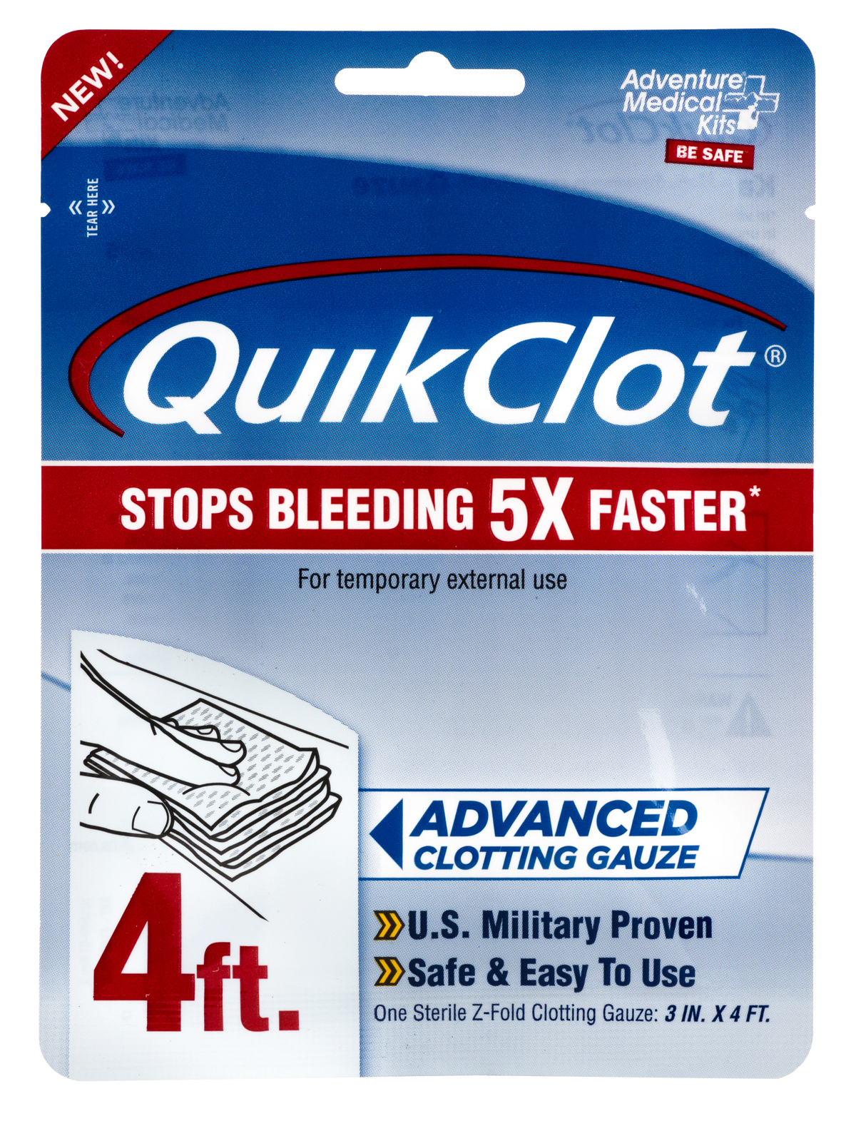 Adventure Medical Kits QuikClot Hemostatic Gauze 3" x 48" White