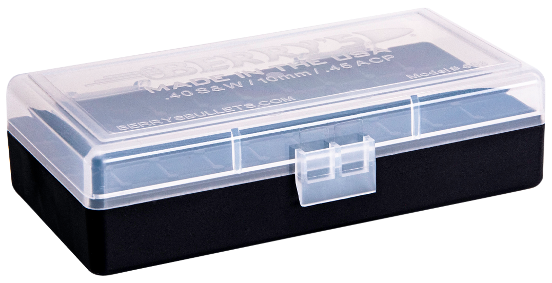 Berry's Ammo Box 40 S&W, 45 ACP 50rd Clear Lid w/Black Bottom