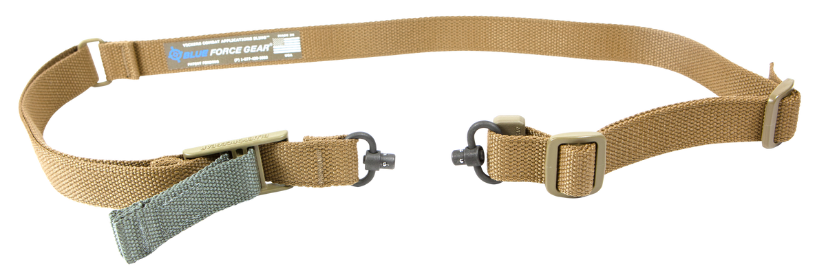 Blue Force Gear Vickers 221 1.25" Coyote Tan Cordura One-Two Point Sling w/ Red Swivel