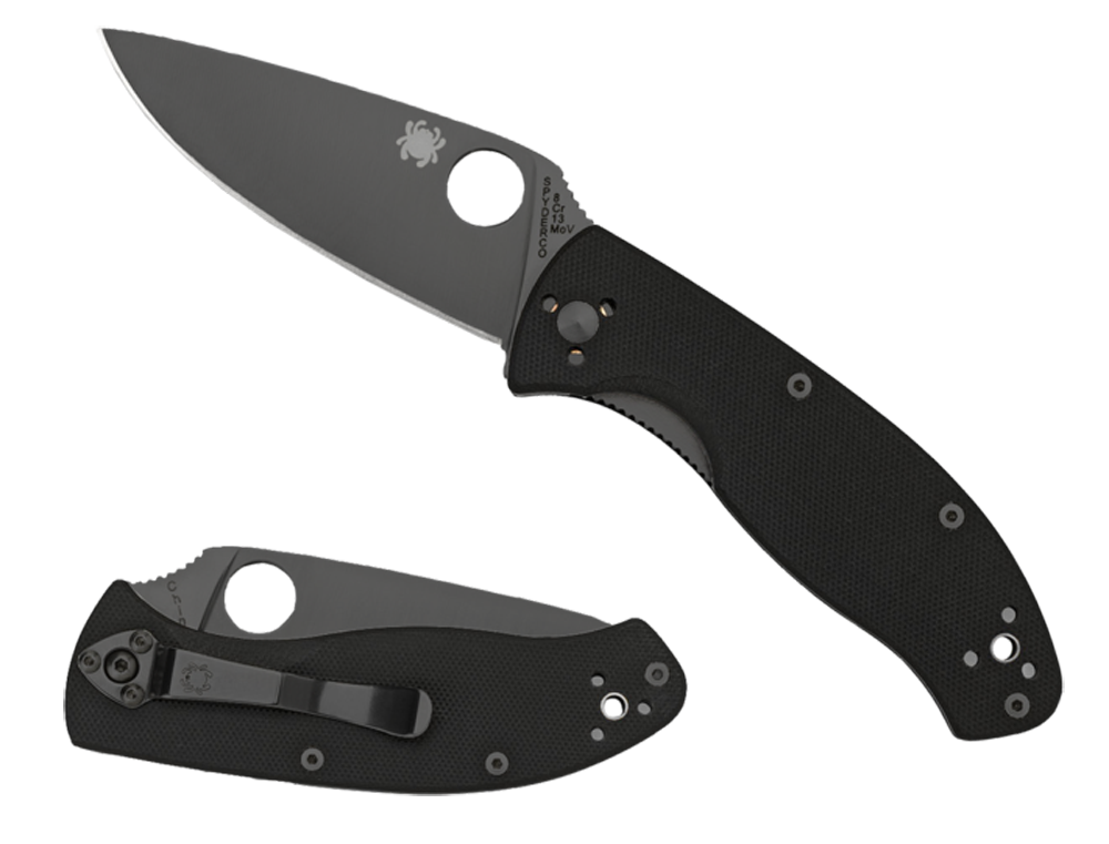 Spyderco Tenacious 3.39" 8Cr13MoV Drop Point Part Serrated Black G10 Folding Knife