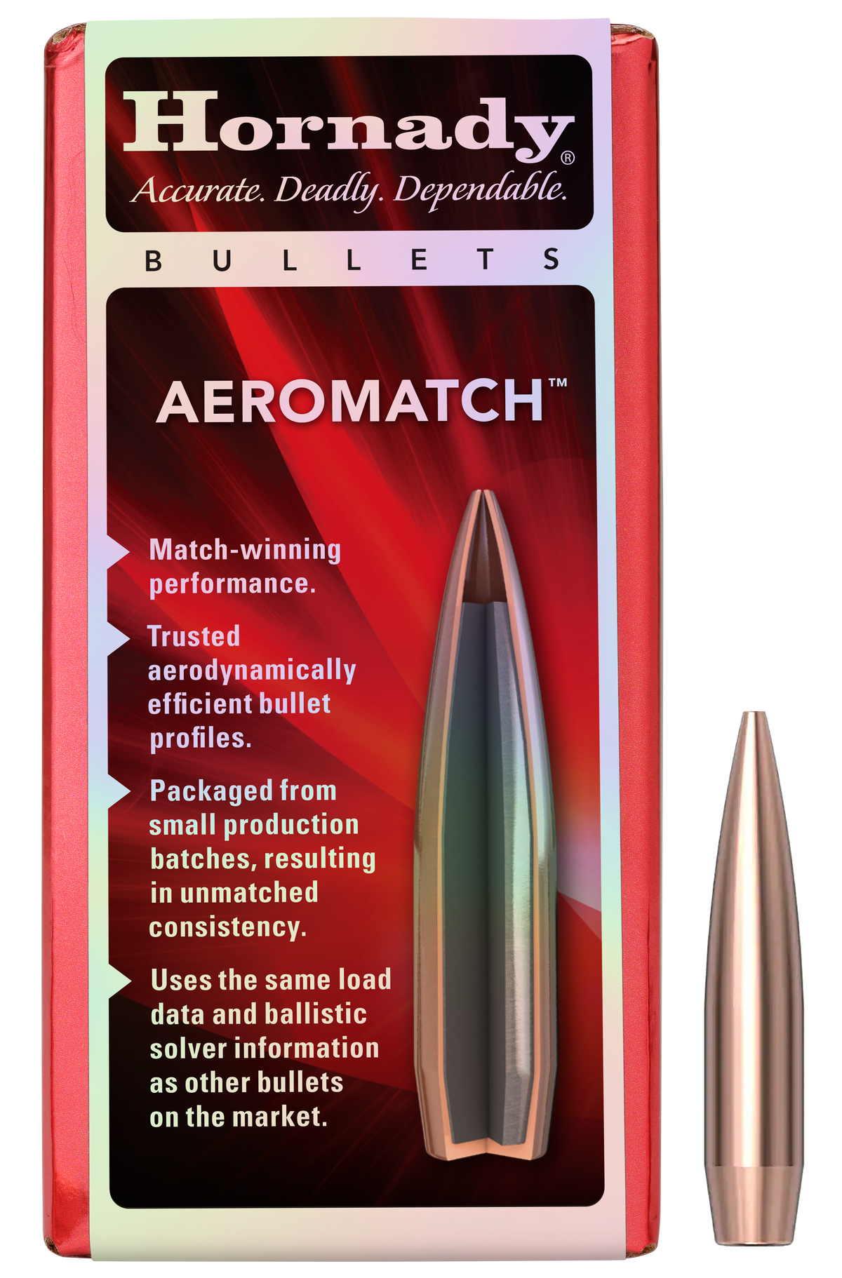 Hornady Aeromatch .308 175gr HPBT Reloading Bullets - 100/Box