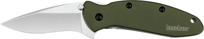 Kershaw Scallion 2.4" Folding Drop Point 420HC SS Knife - OD Green Aluminum