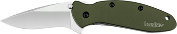 Kershaw Scallion 2.4" Folding Drop Point 420HC SS Knife - OD Green Aluminum
