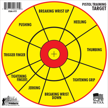 Pro-Shot PTT6PK Pistol Training 12" Diagnostic Bullseye Hanging Paper Target Yellow/Red 6 Pack
