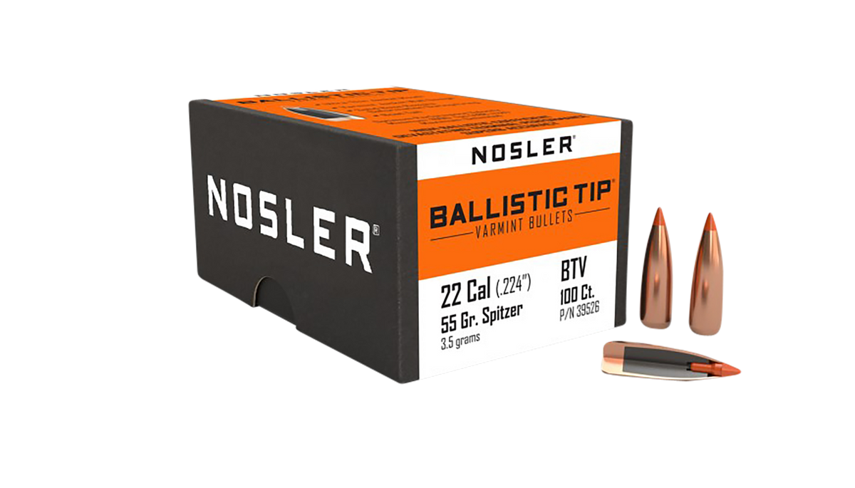 Nosler Ballistic Tip Varmint 22 Cal 55gr Spitzer Point 100/Box