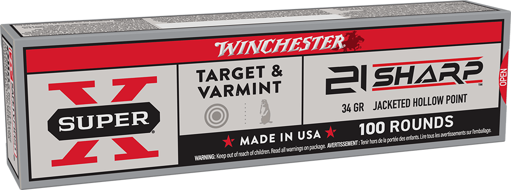 Winchester Ammo Super X 21 Sharp 34gr Jacketed Hollow Point - Box or Case