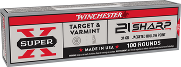 Winchester Ammo Super X 21 Sharp 34gr Jacketed Hollow Point - Box or Case