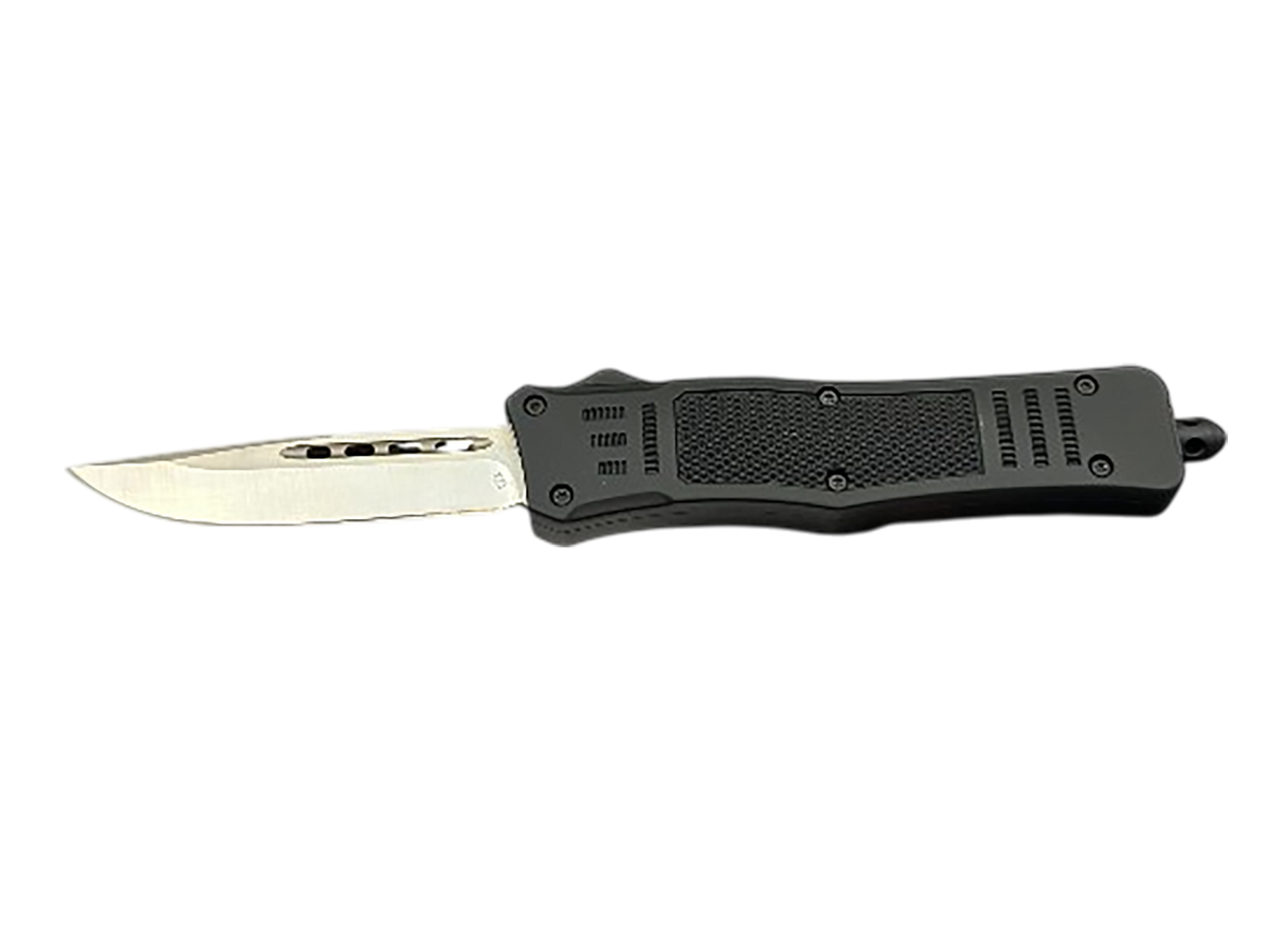 Steel River Knives MT618 Ultralight OTF 3.25" Drop Point Plain D2 Steel Blade 4.25" Black Aluminum Handle