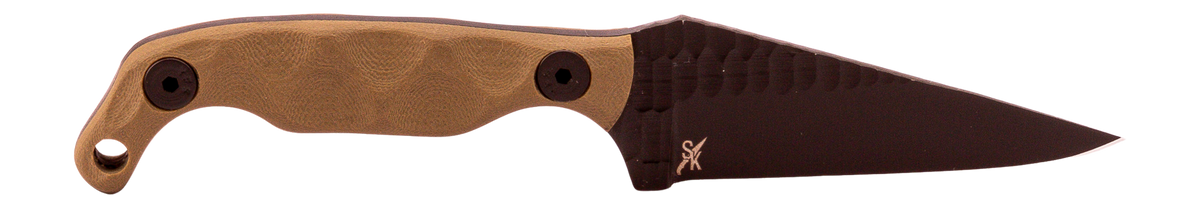 Stroup Knives Mini OD 3.5" Fixed Blade Plain Edge 1095 Carbon Steel Black Cerakote - OD Green G10 Handle
