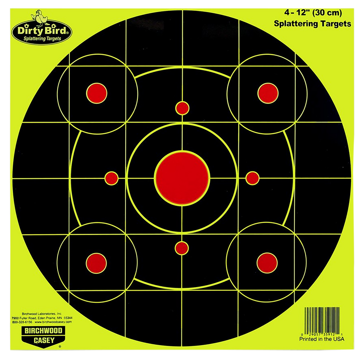 Birchwood Casey Dirty Bird 12" Bullseye Paper Hanging Target Black/Yellow 25 Per Pkg