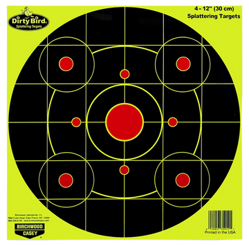 Birchwood Casey Dirty Bird 12" Bullseye Paper Hanging Target Black/Yellow 25 Per Pkg