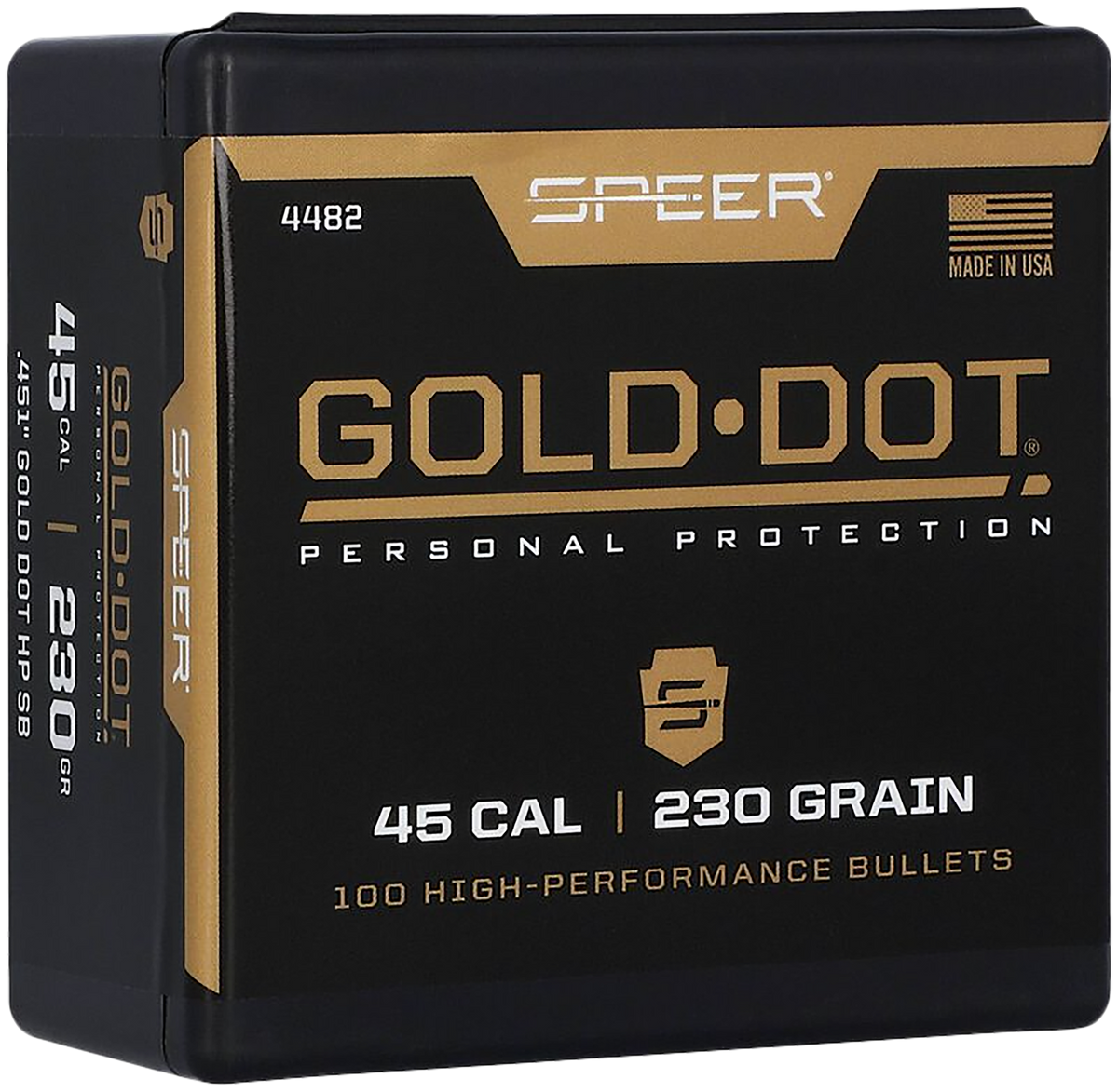 Speer Ammo 4482 Gold Dot Personal Protection .45 Cal 230gr Hollow Point Reloading Bullets - 100/Box