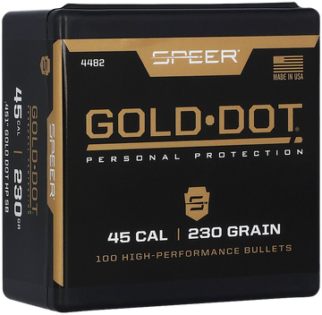 Speer Ammo 4482 Gold Dot Personal Protection .45 Cal 230gr Hollow Point Reloading Bullets - 100/Box