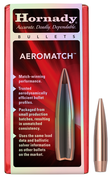 Hornady Aeromatch 30 Cal .308 168gr HPBT Reloading Bullets - 100/Box