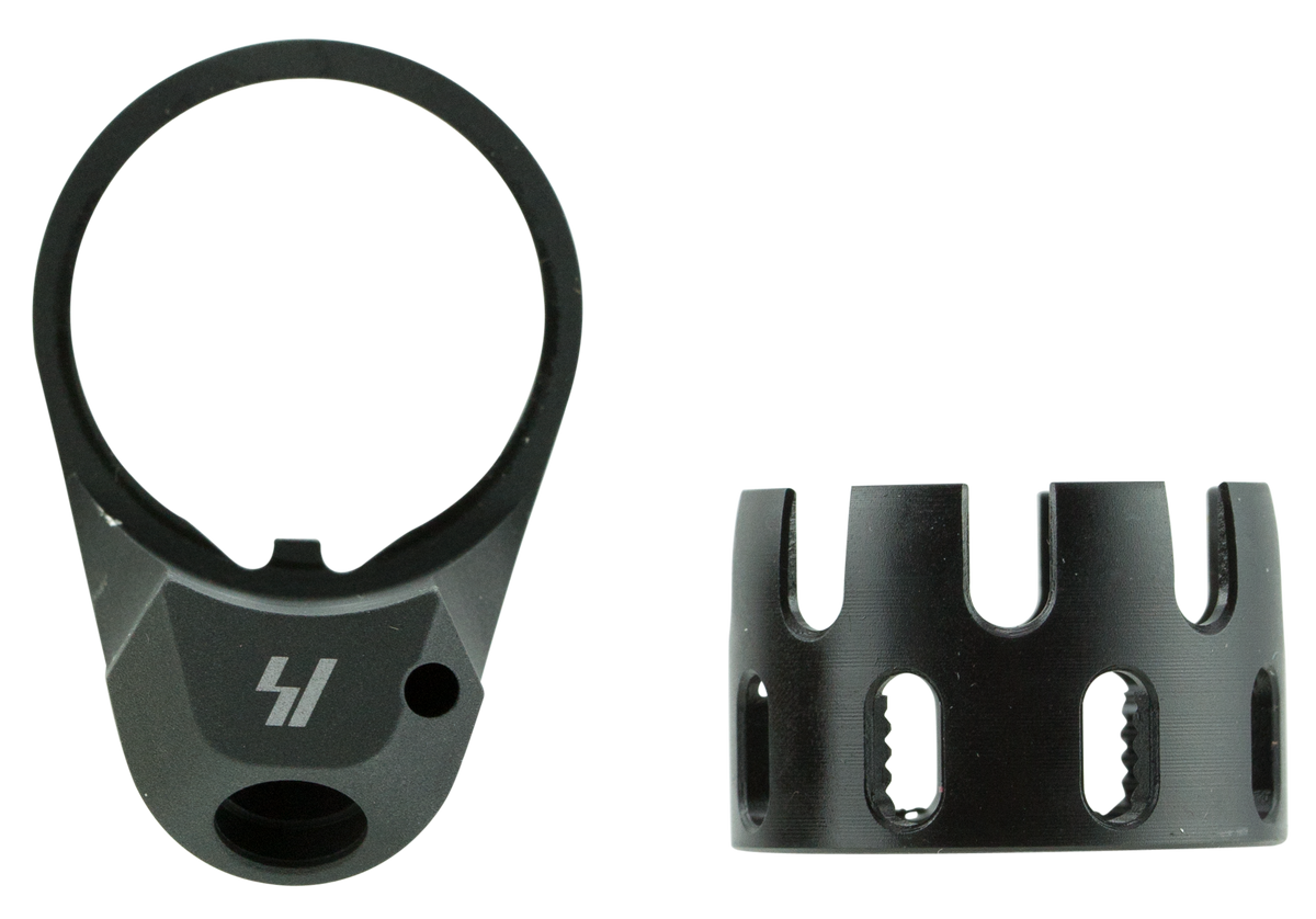 Strike Industries AR Enhanced Castle Nut and Extended End Plate with QD - Black