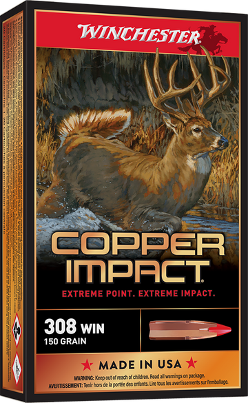 Winchester Ammo Copper Impact 308 Win 150gr Copper Extreme Point Lead-Free 20 Rd - Box or Case