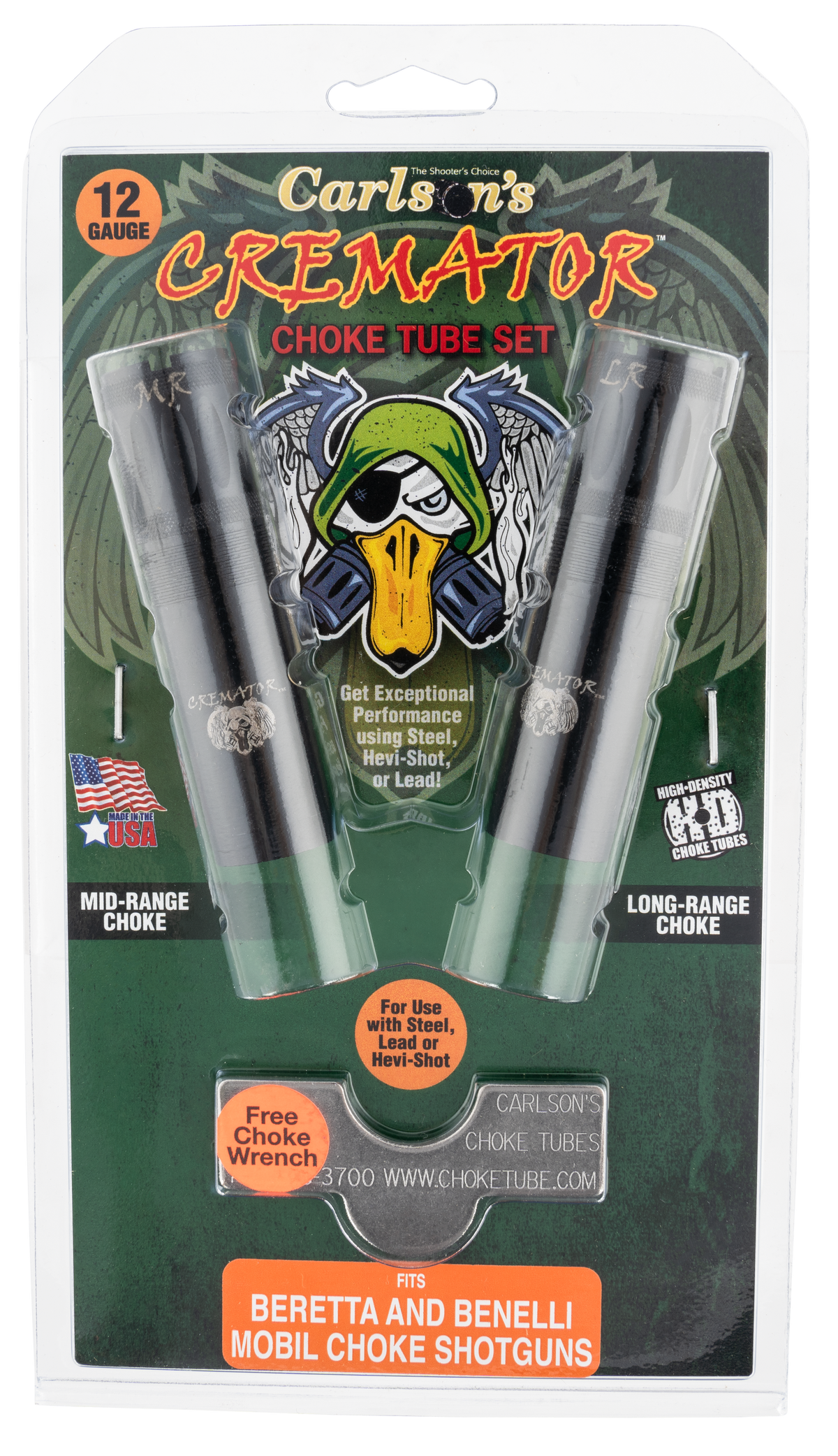 Carlsons Cremator Beretta/Benelli Mobil 12 Gauge Mid/Long Range Non-Ported Choke Tube - 2 Pack