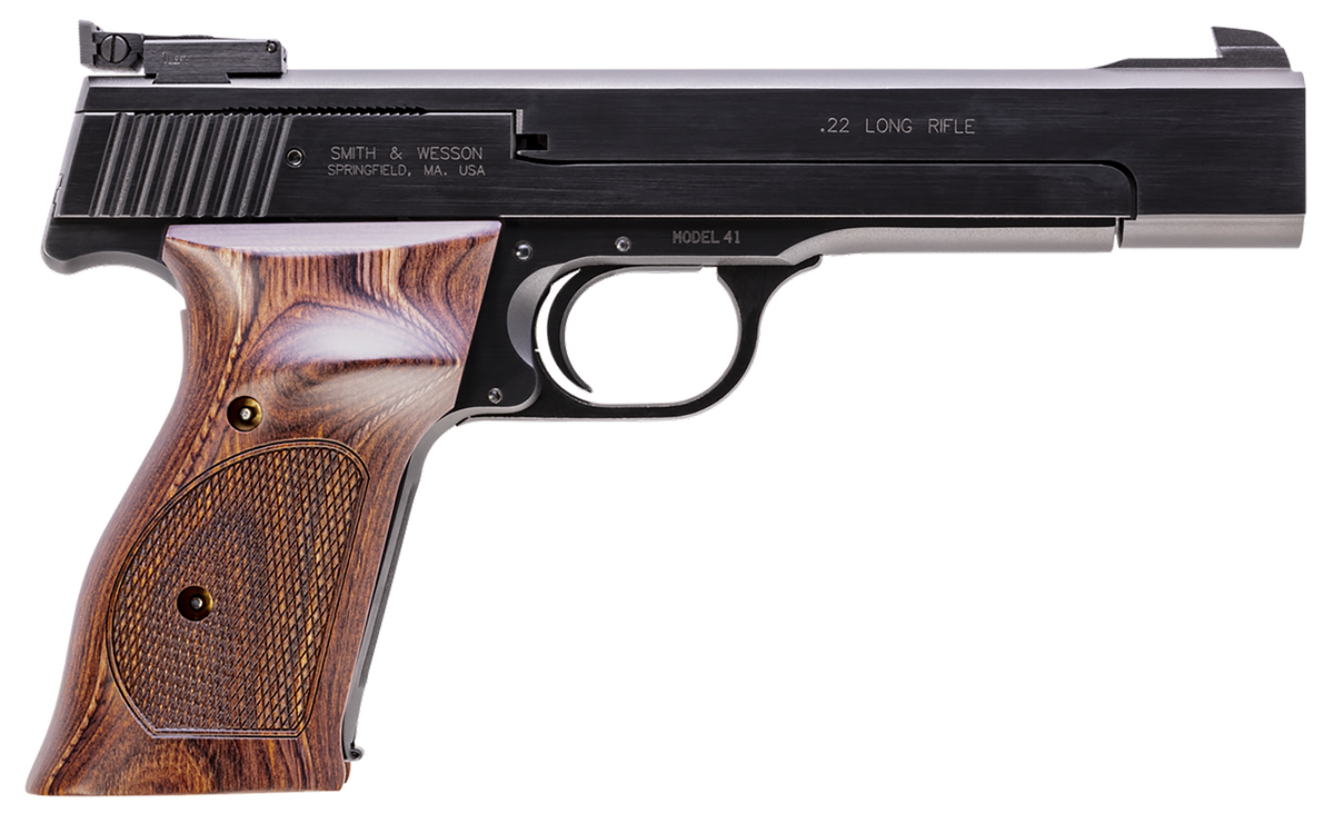 Smith & Wesson Model 41 Rimfire 22 LR 5.5" 10+1 SAO Semi-Auto Pistol - Blued Wood