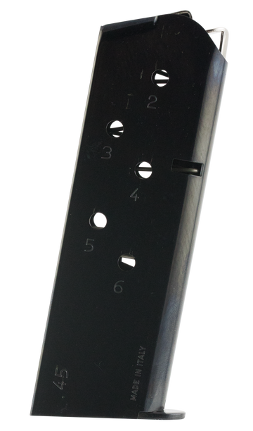 Mec-Gar MGCO4506B 1911 Officer 45 ACP 6rd Blued Carbon Steel Detachable Magazine