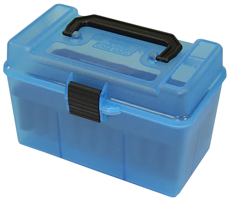 MTM Case-Gard H50RMAG24 Deluxe Ammo Box 7mm Rem Mag/300 Win Mag 50rd Clear Blue Polypropylene