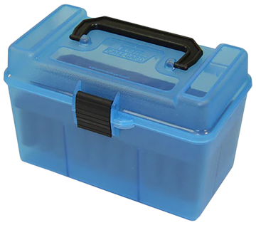 MTM Case-Gard H50RMAG24 Deluxe Ammo Box 7mm Rem Mag/300 Win Mag 50rd Clear Blue Polypropylene