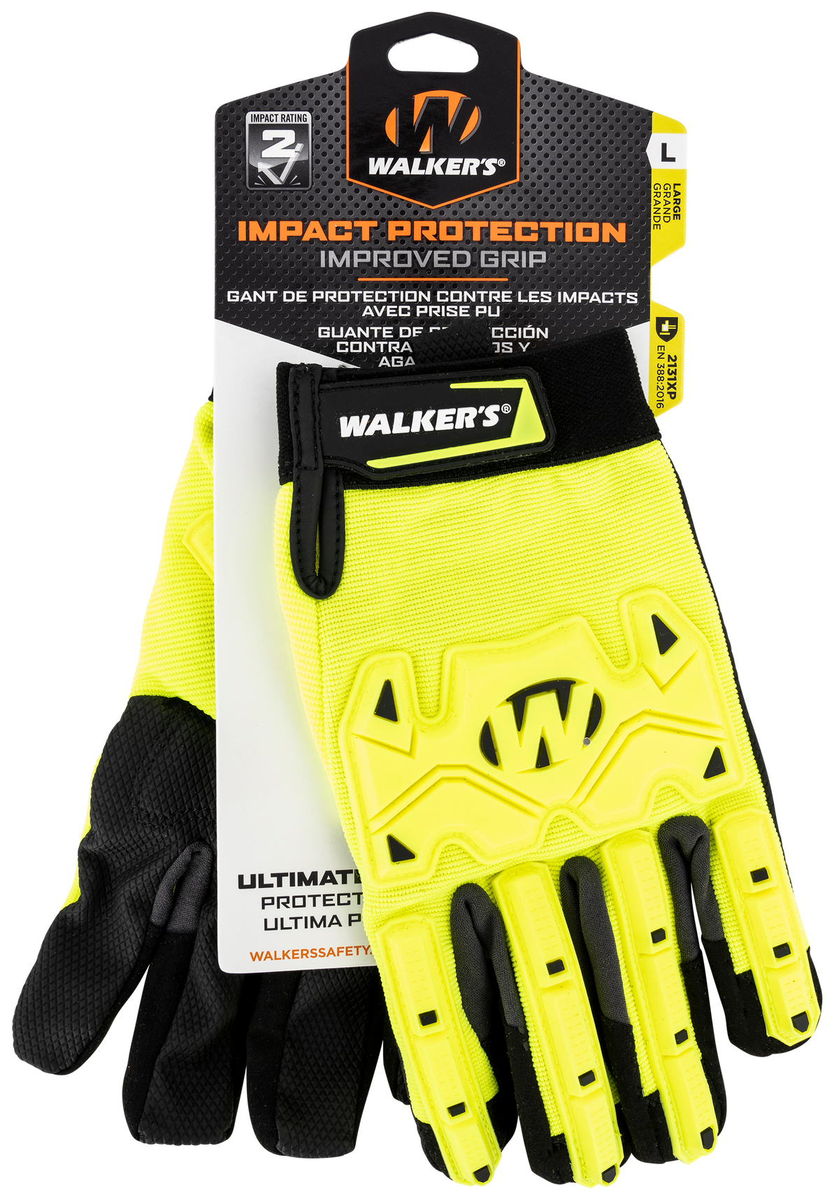 Walkers Game Ear Impact Protection Synthetic Leather Large Black/Yellow Gloves