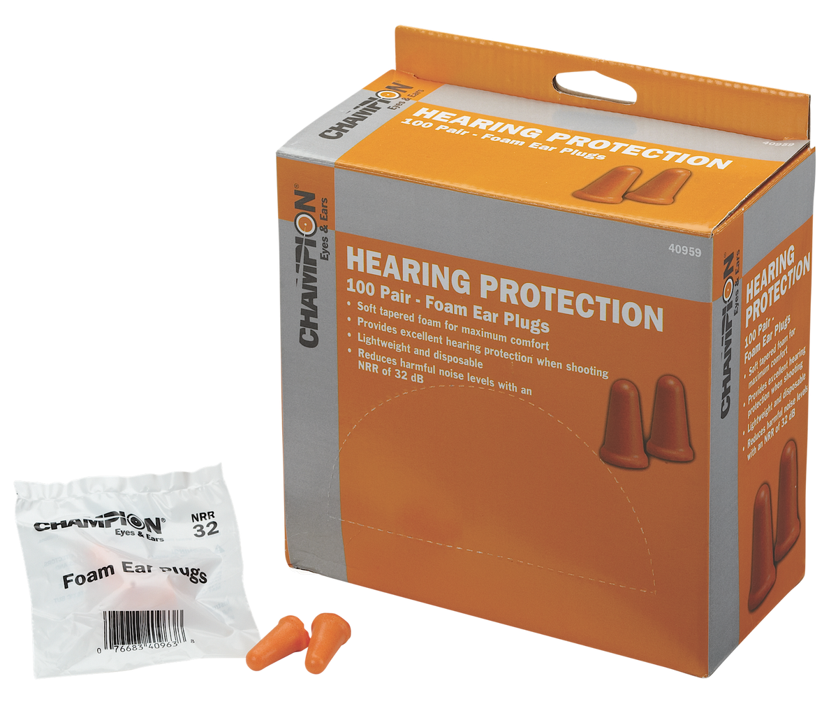 Champion Targets 40959 Molded Foam Ear Plugs 32 dB NRR Orange 100 Pair