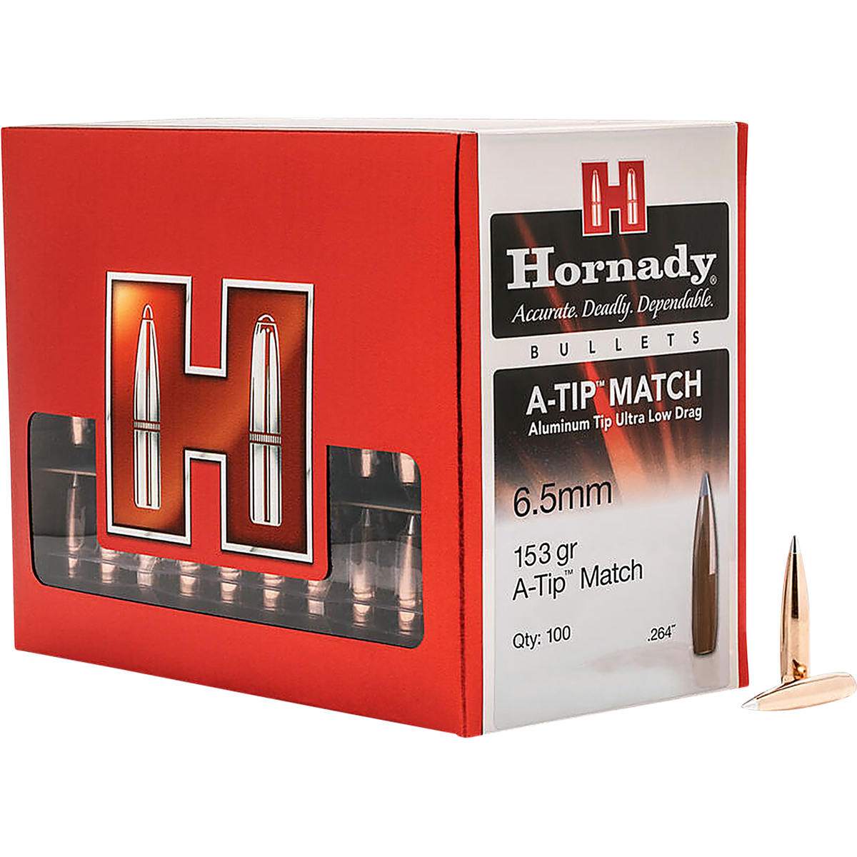 Hornady A-Tip Match 6.5mm .264 153gr - 100/Box