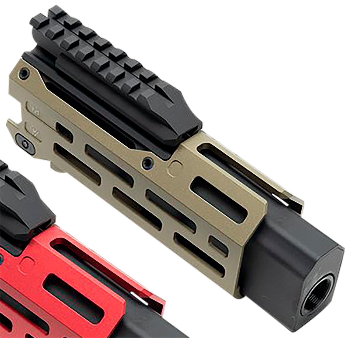 Strike Industries Strike 6" M-LOK Handguard Flat Dark Earth 6061-T6 Aluminum w/ Faux Suppressor for CZ Scorpion EVO 3