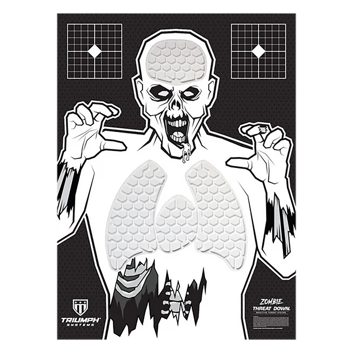 Triumph Systems Threat Down Reactive Splatter Zombie Hanging Paper Target 30" x 22"