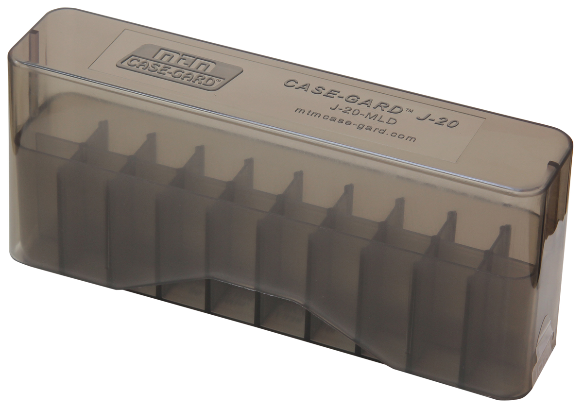 MTM Case-Gard J-20 Slip-Top Ammo Box 30-30 Win 45-70 Gov 20rd Clear Smoke Polypropylene