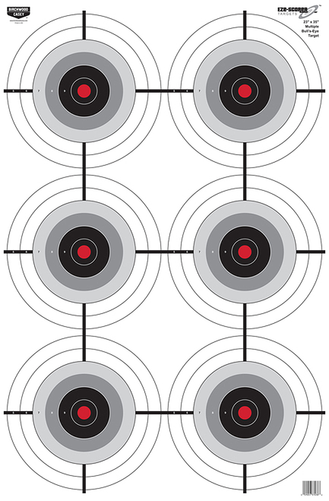 Birchwood Casey EZE-Scorer 23" x 35" 6-Bullseye Paper Hanging Target - 100 Pack