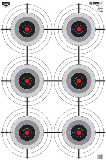 Birchwood Casey EZE-Scorer 23" x 35" 6-Bullseye Paper Hanging Target - 100 Pack