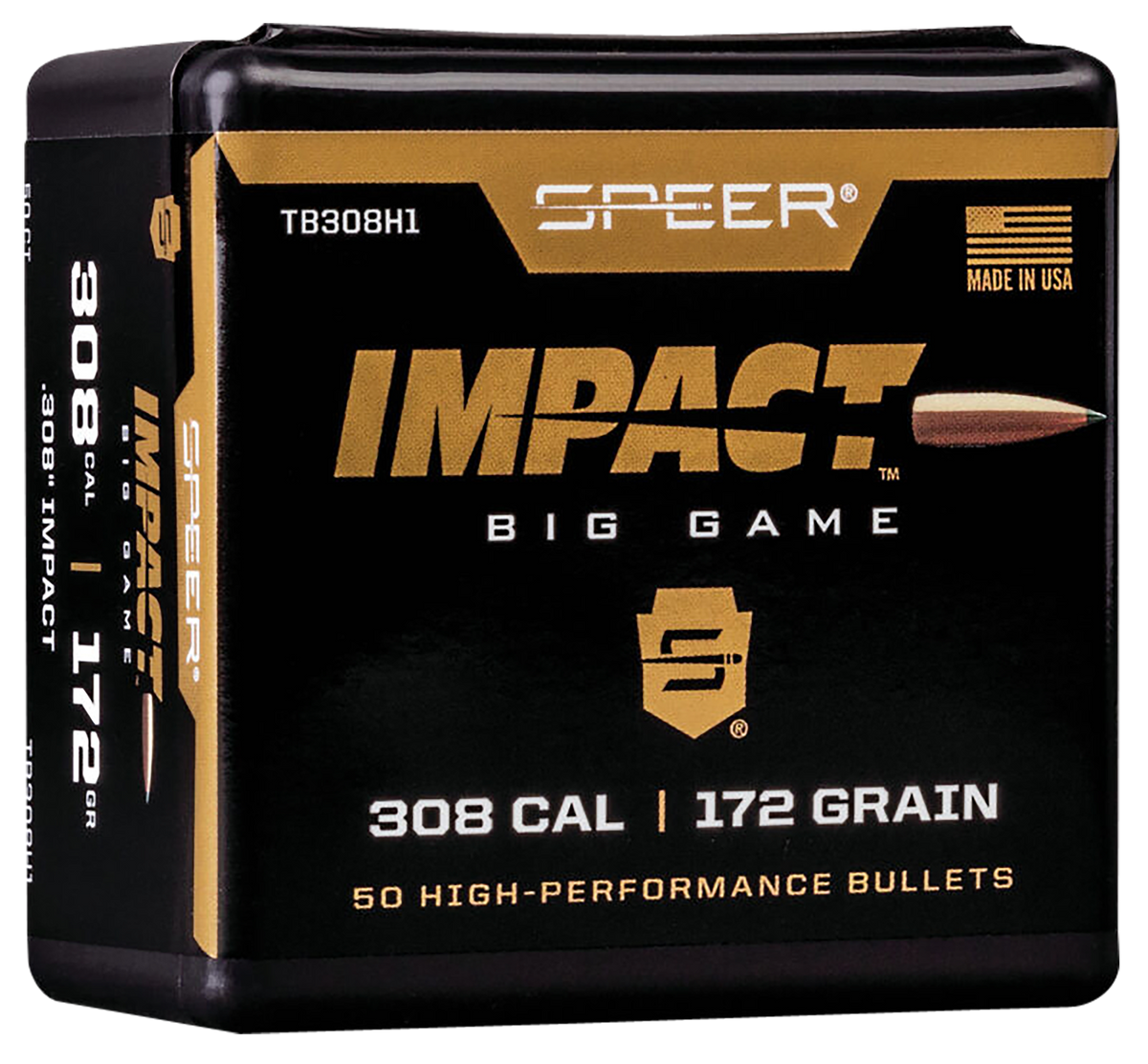 Speer Ammo TB308H1 Impact .308 30 Cal 172gr Slipstream Polymer Tip Reloading Bullets - 50/Box