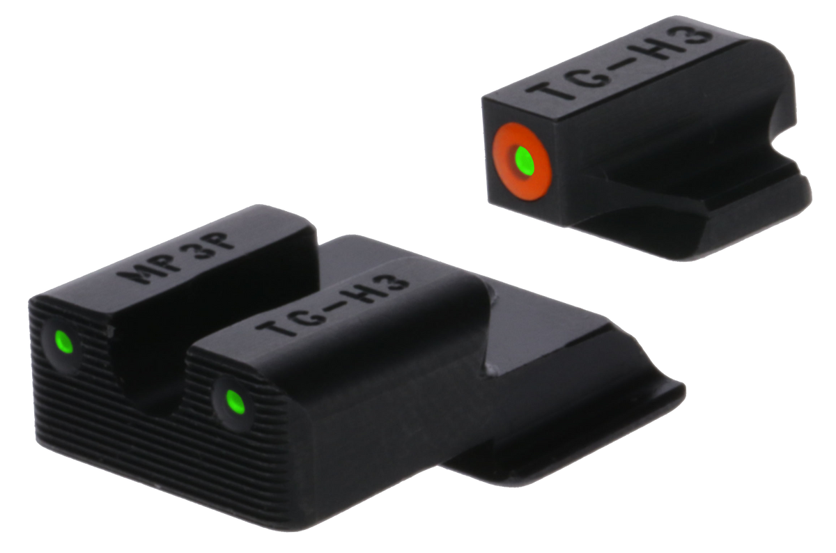 TruGlo Tritium Pro S&W M&P 9 Shield EZ Night Sight Set - Green Tritium/Orange Outline Front, Green Tritium Rear