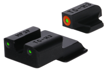 TruGlo Tritium Pro S&W M&P 9 Shield EZ Night Sight Set - Green Tritium/Orange Outline Front, Green Tritium Rear