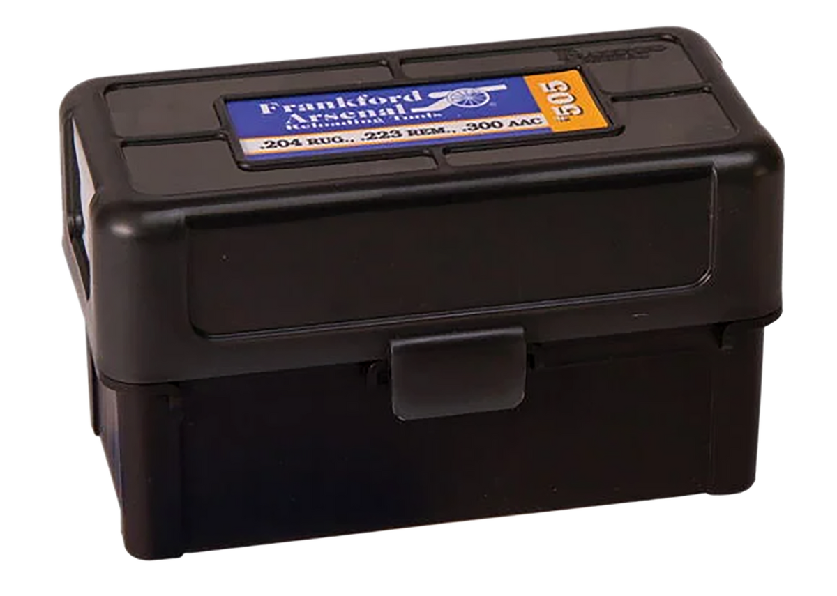 Frankford Arsenal Hinge-Top Ammo Box .17/.204/.223 Cal 50-Rd Polymer Black